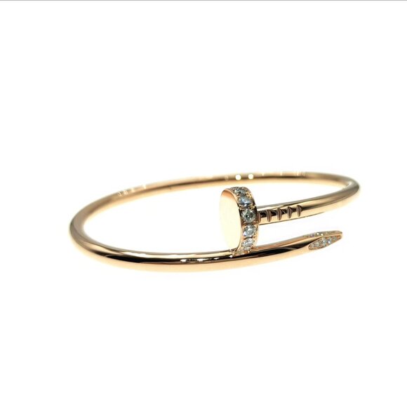 Cartier Juste un Clou Bracelet 18K Rose Gold with Diamonds Size 16 - Picture 9 of 14